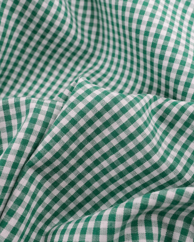 Coton Vichy Vert Foncé Petits Carreaux - Mercerine