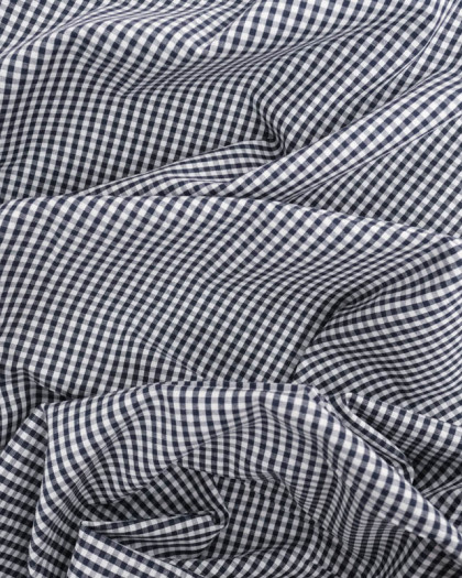 Tissu Coton Vichy Bleu Nuit Petits Carreaux - Mercerine