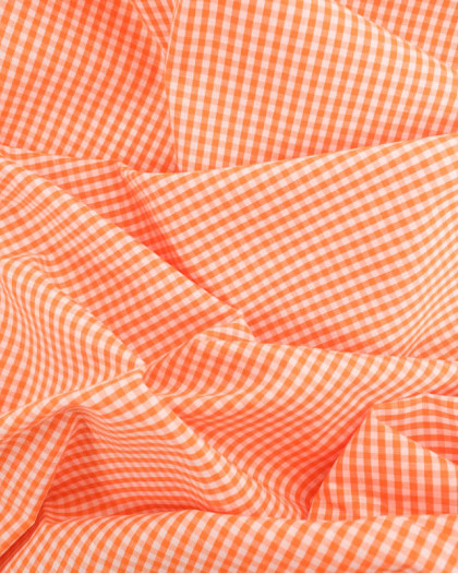 Tissu Coton Vichy Orange Petits Carreaux - Mercerine