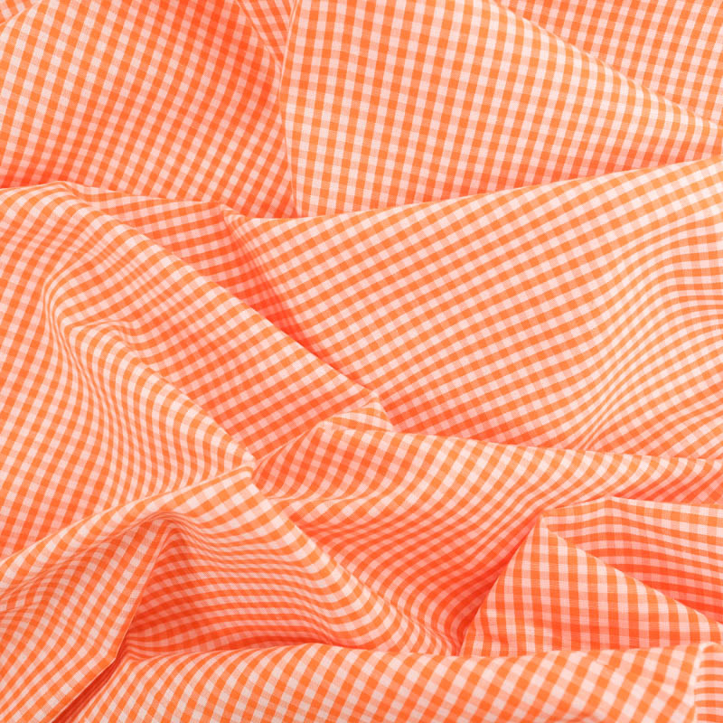 Tissu Coton Vichy Orange Petits Carreaux - Mercerine