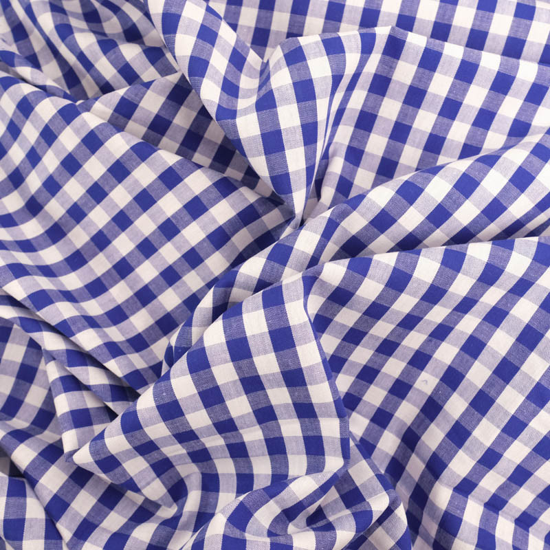 Tissu Coton Vichy Bleu Marine Moyens Carreaux - Mercerine