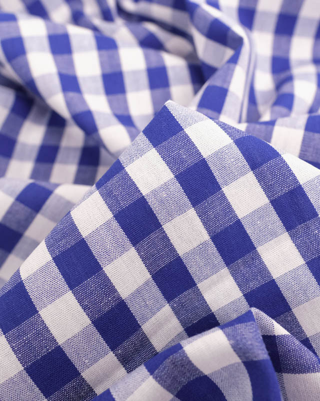 Tissus Vichy  : Bleu Marine Moyens Carreaux - Mercerine