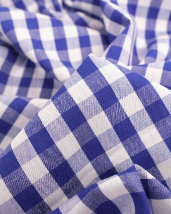 Tissus Vichy  : Bleu Marine Moyens Carreaux - Mercerine