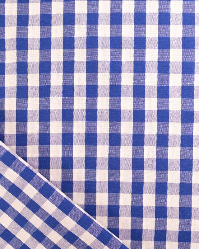 Tissus Vichy  : Bleu Marine Moyens Carreaux - Mercerine