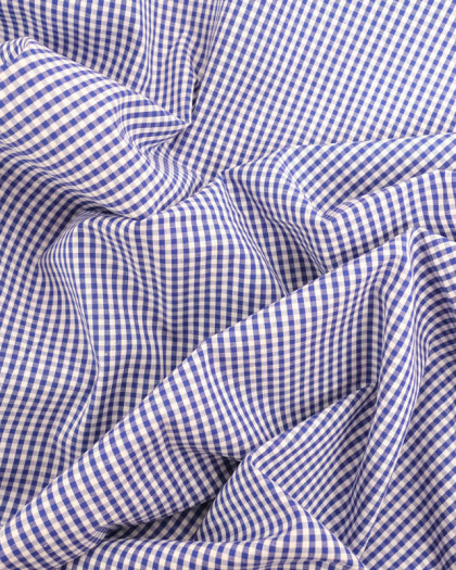 Tissu Coton Vichy Bleu Marine Petits Carreaux - Mercerine