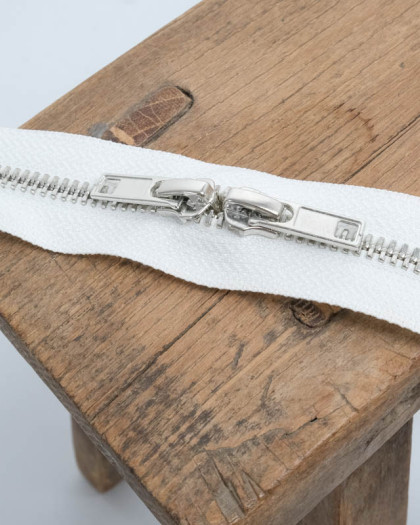 Fermeture Double Curseur Ecru Argent - Non Séparable  - Mercerine