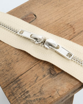 Fermeture Double Curseur Beige Argent - Non Séparable - Mercerine