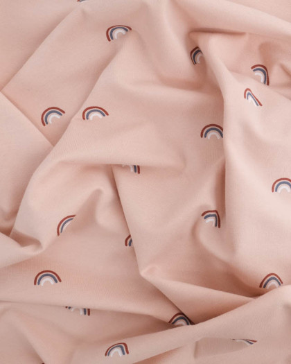 Tissu Jersey Arc En Ciel Rose Oeko-Tex - Mercerine