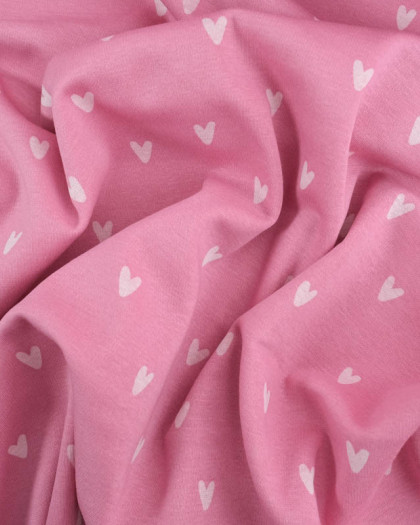 Sweat Rose Petit Cœur Envers Doudou -  Oeko-Tex - Mercerine