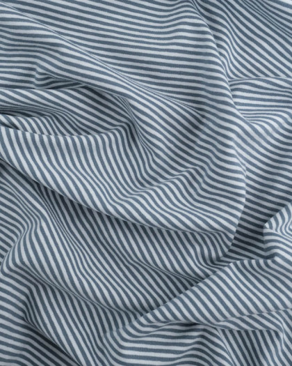 Jersey Rayures Bleu Doux Oeko-Tex - Mercerine