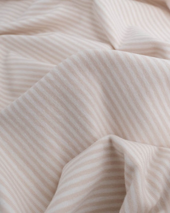 Tissu Jersey a Rayures Naturel Oeko-Tex  -Mercerine