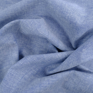 Tissu Chambray Lin Coton Bleu...