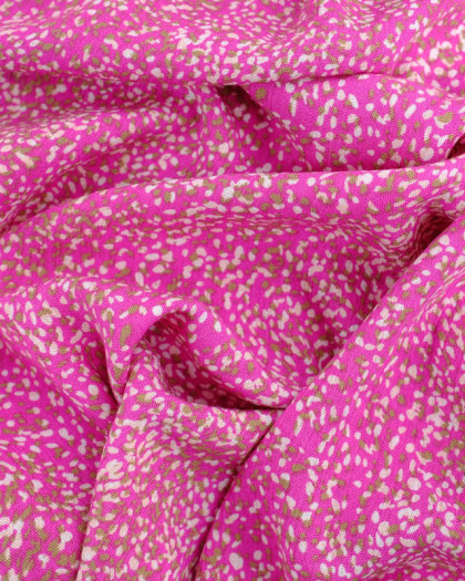 Tissu Crepe Viscose Fuchsia Tacheté Naturel - Mercerine
