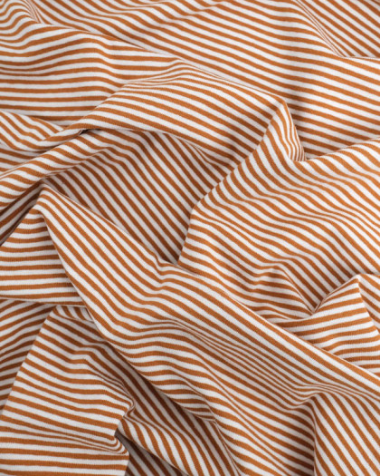 Tissu Jersey Rayures Terracotta Oeko-Tex - Mercerine
