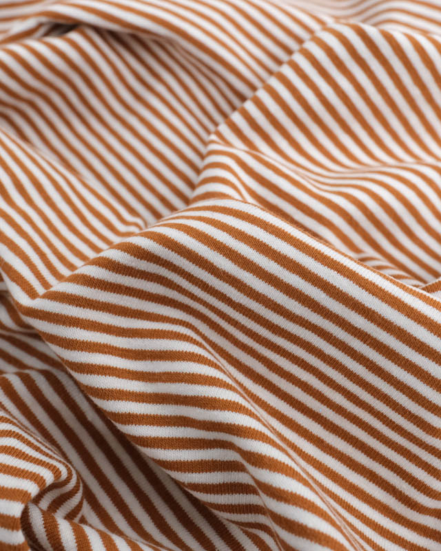 Tissu Jersey Rayures Terracotta Oeko-Tex - Mercerine