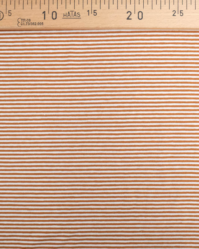 Tissu Jersey Rayures Terracotta Oeko-Tex - Mercerine