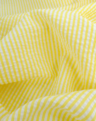 Tissu Seersucker Rayures Jaune Oeko-Tex  - Mercerine