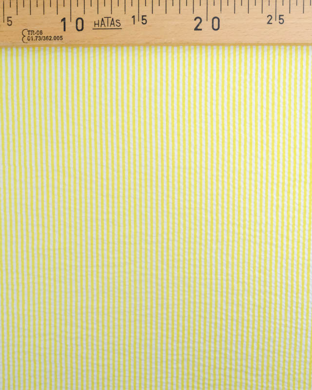 Tissu Seersucker Rayures Jaune Oeko-Tex  - Mercerine