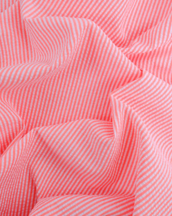Tissu Seersucker Rayures Corail Oeko-Tex - Mercerine