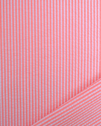 Tissu Seersucker Rayures Corail Oeko-Tex  - Mercerine