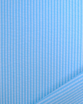 Tissu Seersucker Rayures Bleu Ciel Oeko-Tex  - Mercerine