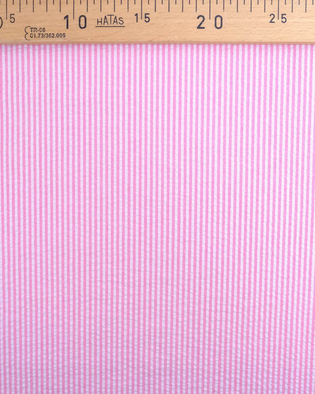 Tissu Seersucker Rayures Rose Oeko-Tex - Mercerine