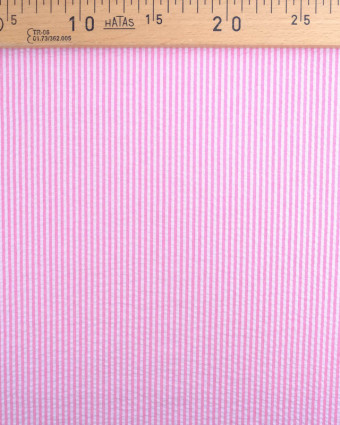 Tissu Seersucker Rayures Rose Oeko-Tex - Mercerine