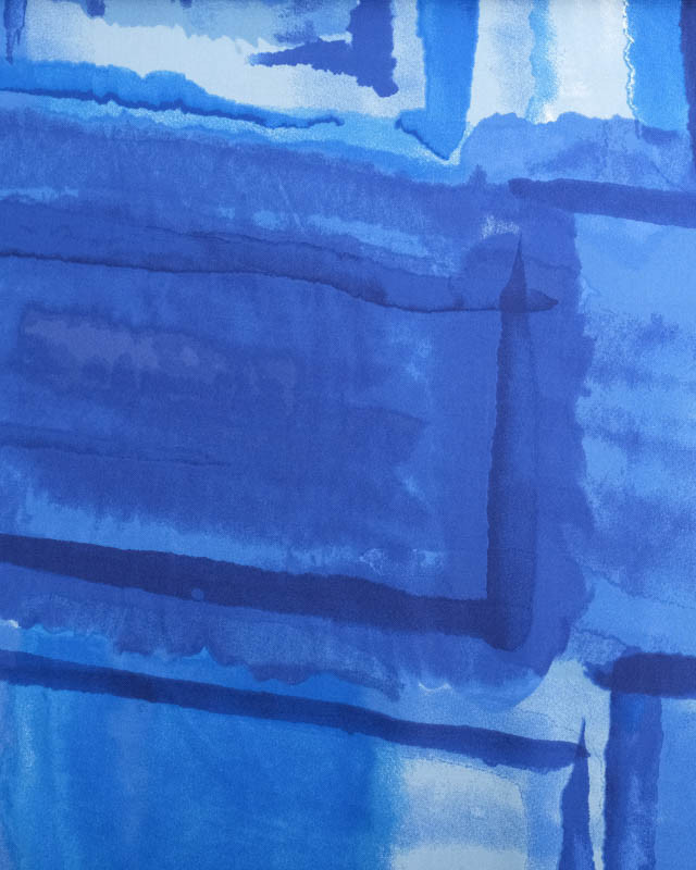 Satin De Viscose Bleu Motif Abstrait - Mercerine