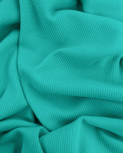 Tissu Maille Coton Stretch Bleu Vert Oeko-Tex - Mercerine