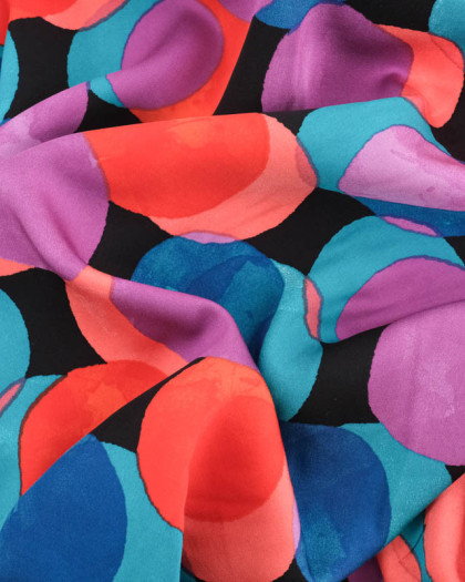 Tissu Satin de Viscose Pois Colorés - Mercerine