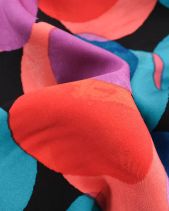 Tissu Satin de Viscose Pois Colorés - Mercerine
