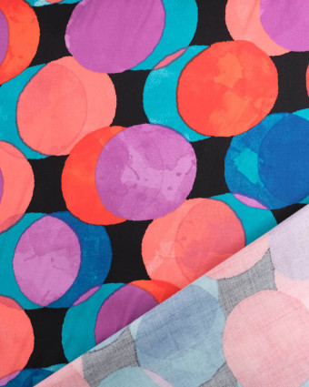 Tissu Satin de Viscose Pois Colorés - Mercerine