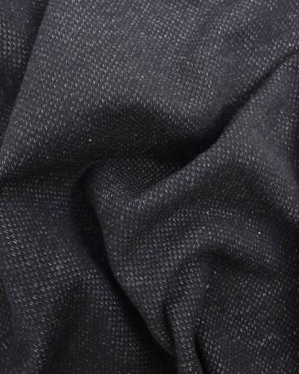 Tissu Sweat Effet Lave Noir - Mercerine