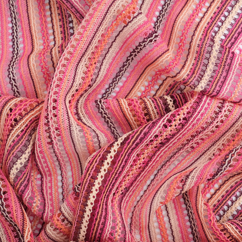 Maille Crochet Rose Prune, Orangé Et Nude - Mercerine