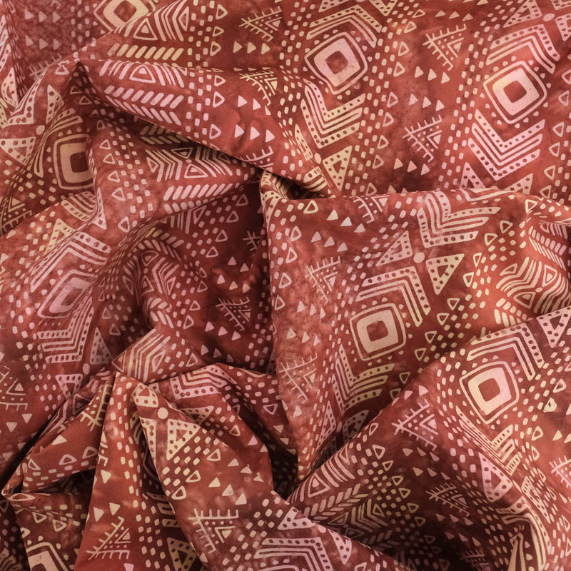 Coton Batik Motif Ethnique Terracotta - Mercerine