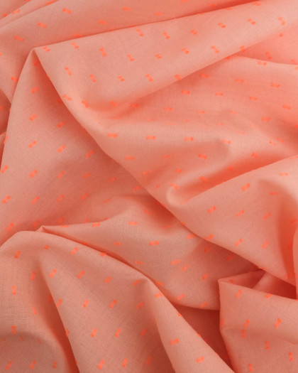 Voile de Coto Plumetis Orange Fluo Oeko-Tex -Mercerine
