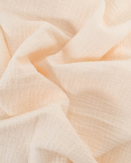 Tissu Double Gaze Nude Pois Dorés Oeko-Tex - Mercerine
