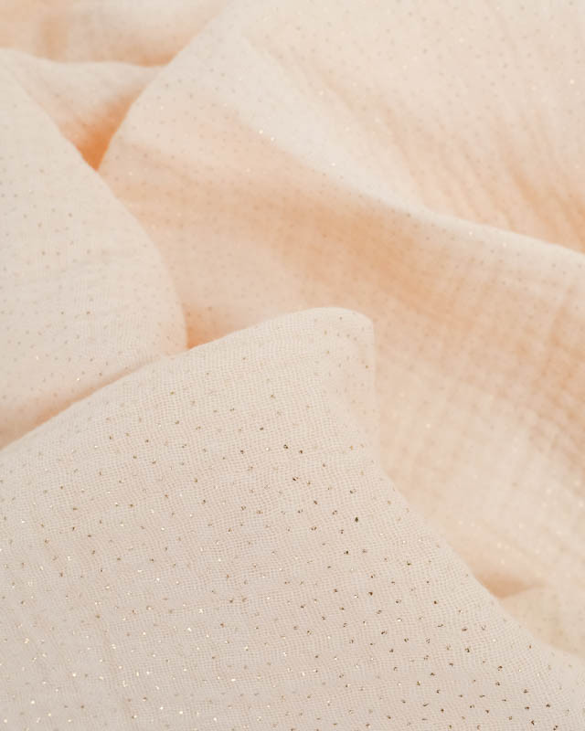 Tissus au mètre : Tissu Double Gaze Nude Pois Dorés  - Mercerine