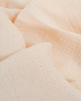 Tissus au mètre : Tissu Double Gaze Nude Pois Dorés  - Mercerine