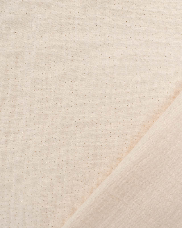 Tissus au mètre : Tissu Double Gaze Nude Pois Dorés  - Mercerine