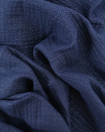 Double Gaze Navy Pois Argent Oeko-Tex - Mercerine