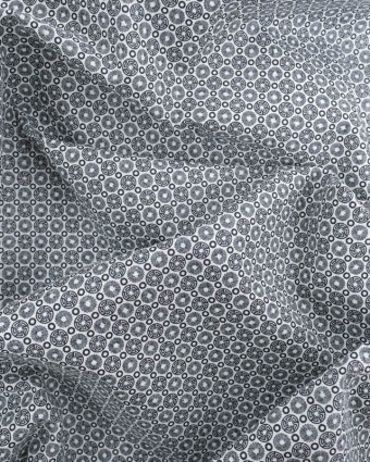 Tissu Coton Blanc Petit Motif Ethnique Géométrique- Oeko-tex - Mercerine
