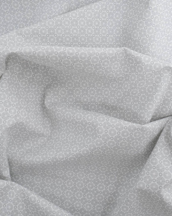 Tissu Coton Blanc Petit Motif Ethnique Silver - Oeko-tex - Mercerine
