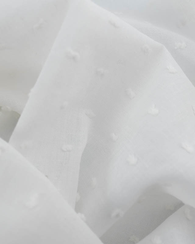 Tissu Voile de Coton Plumetis Ecru - Mercerine