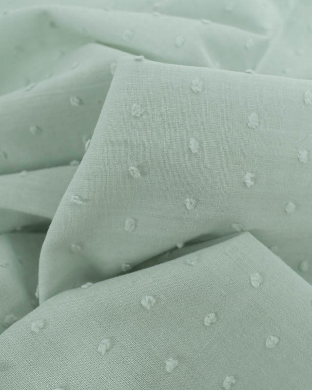 Tissu Voile de Coton Plumetis Vert de Gris - Mercerine