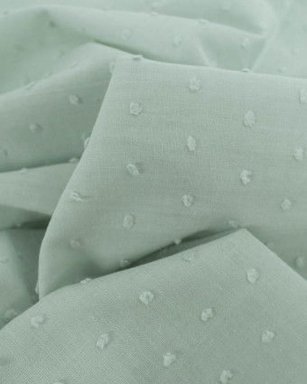Tissu Voile de Coton Plumetis Vert de Gris - Mercerine