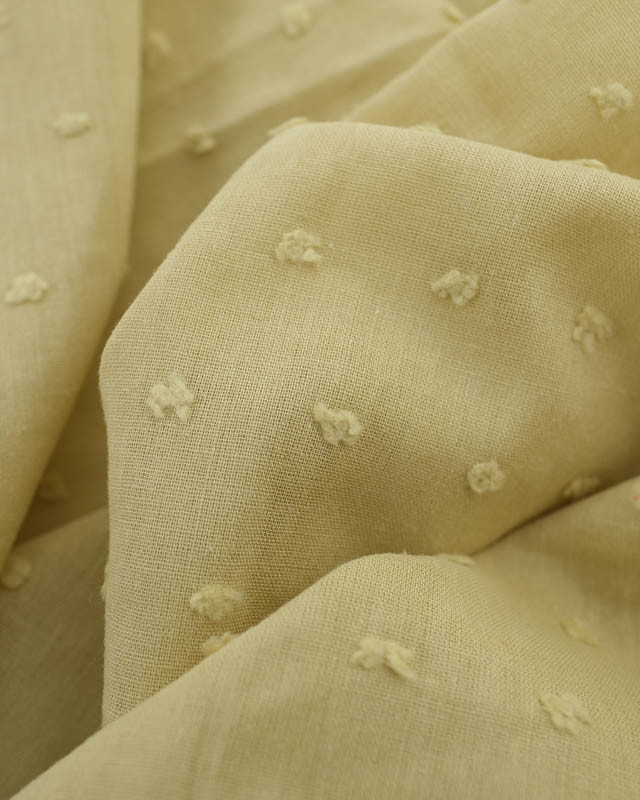 Voile de Coton Plumetis Olive - Mercerine
