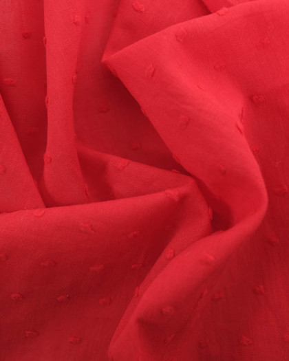 Voile de Coton Plumetis Rouge - Oeko-Tex - Mercerine