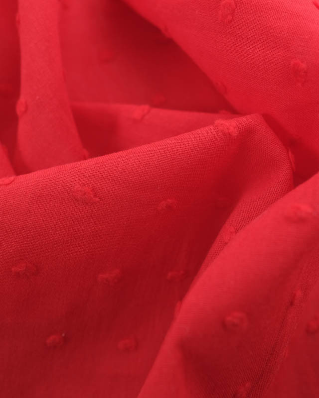 Tissu Voile de Coton Plumetis Rouge  - Mercerine
