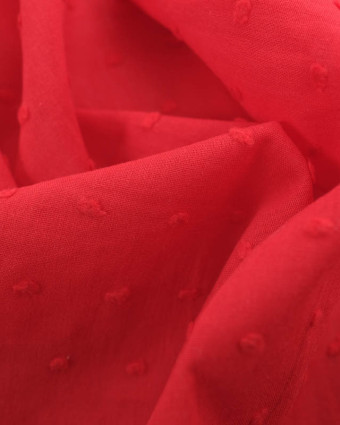 Tissu Voile de Coton Plumetis Rouge  - Mercerine
